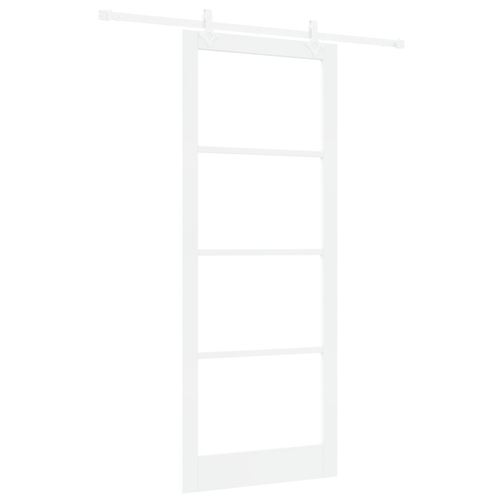 Set Ușă Glisantă cu Hardware Alb 93x232 cm Lemn Masiv Pin