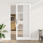 Set Ușă Glisantă cu Hardware Alb 93x232 cm Lemn Masiv Pin Set Ușă Glisantă cu Hardware Alb 93x232 cm Lemn Masiv Pin
