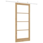 vidaXL Ușă Glisantă Manual Maro 93 x 211 cm Lemn și metal vidaXL Ușă Glisantă Manual Maro 93 x 211 cm Lemn și metal