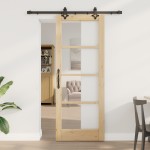 Set de uși glisante vidaXL cu hardware 78x202 cm Lemn masiv de pin Set de uși glisante vidaXL cu hardware 78x202 cm Lemn masiv de pin