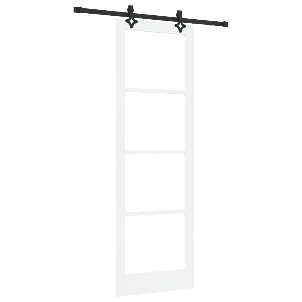 Set Ușă Glisantă vidaXL cu Accesorii Alb 78x232 cm Lemn Solid de Pin