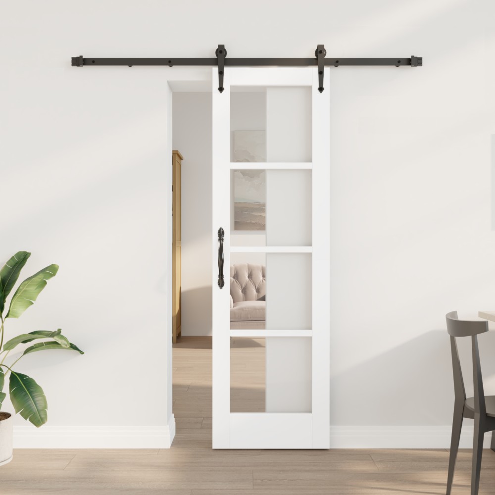 vidaXL Ușă glisantă Manual Alb 61 x 198.5 cm Lemn și metal