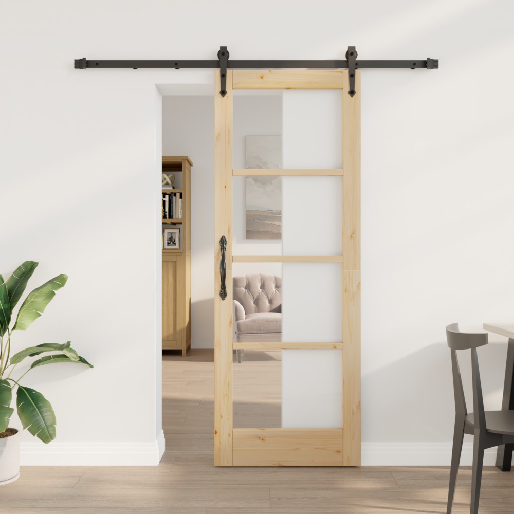 vidaXL Ușă glisantă Manual Maro 73.5 x 198.5 cm Lemn și metal