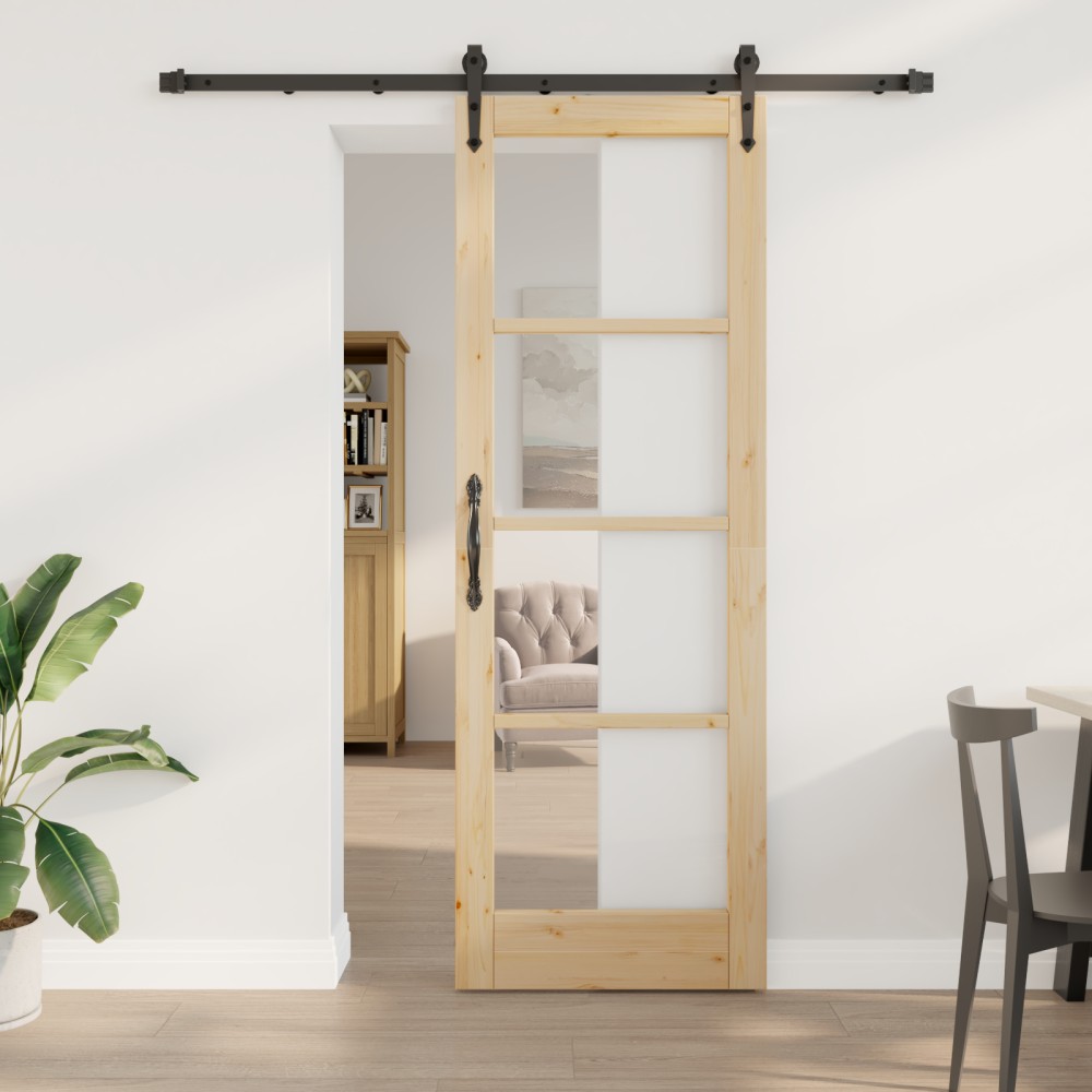 vidaXL Ușă glisantă Manual Maro 73.5 x 211 cm Lemn și metal