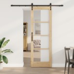 vidaXL Ușă glisantă Manual Maro 73.5 x 211 cm Lemn și metal vidaXL Ușă glisantă Manual Maro 73.5 x 211 cm Lemn și metal