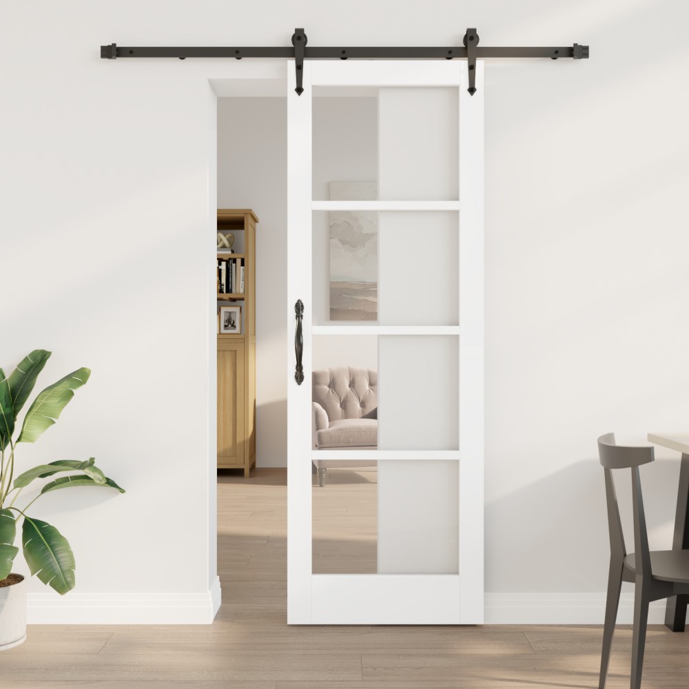 vidaXL Ușă glisantă Manual Alb 73.5 x 211 cm Lemn și metal
