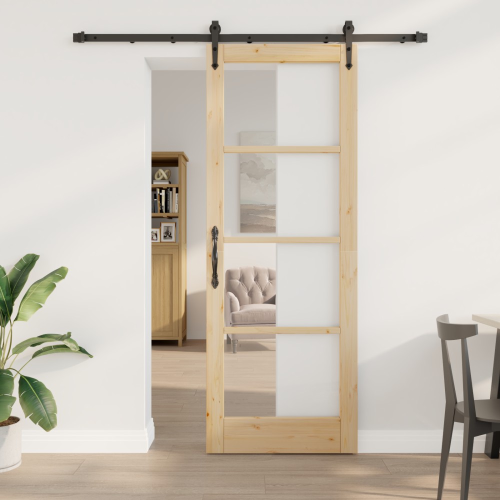 vidaXL Ușă glisantă Manual Maro 78 x 211 cm Lemn și metal