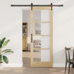 vidaXL Ușă glisantă Manual Maro 78 x 211 cm Lemn și metal vidaXL Ușă glisantă Manual Maro 78 x 211 cm Lemn și metal