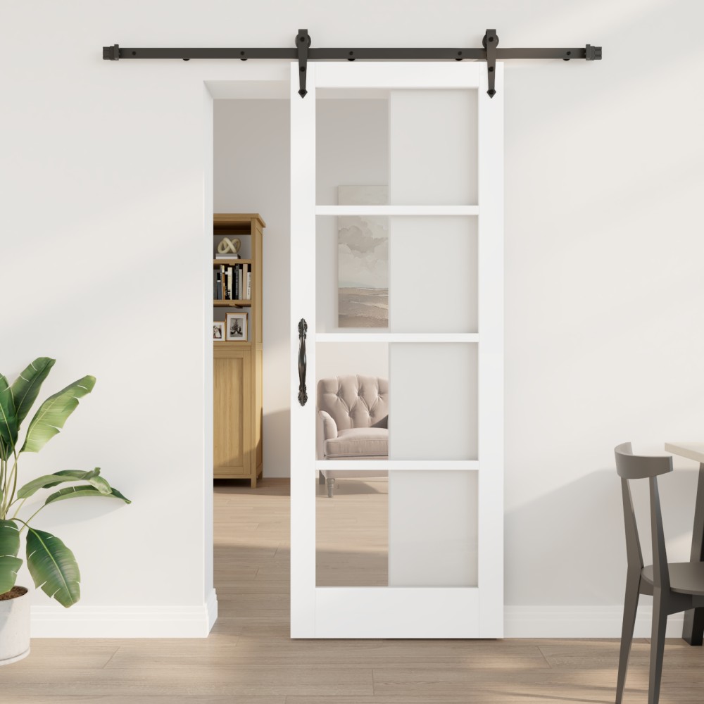 vidaXL Ușă glisantă Manual Alb 78 x 211 cm Lemn și metal