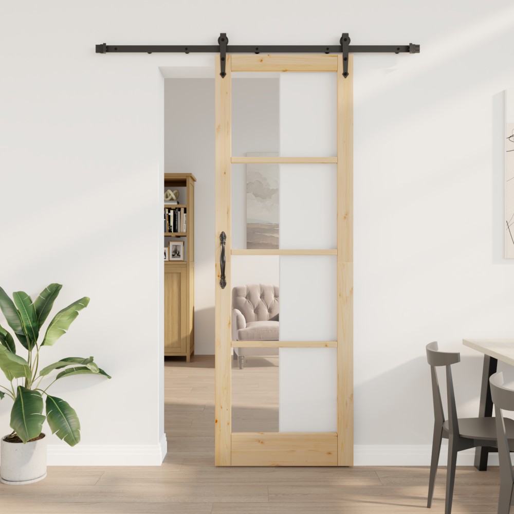 vidaXL Ușă glisantă Manual Maro 78 x 232 cm Lemn și metal