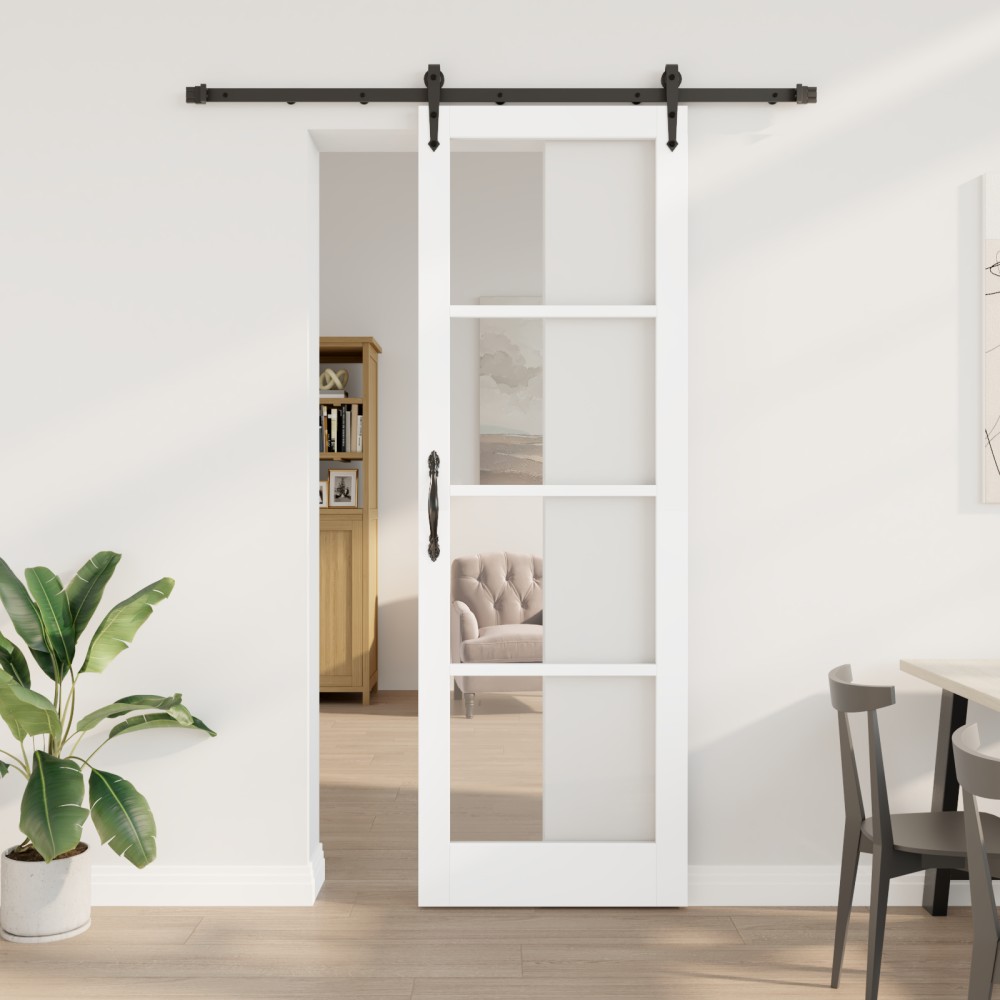 vidaXL Ușă glisantă Manual Alb 78 x 232 cm Lemn și metal