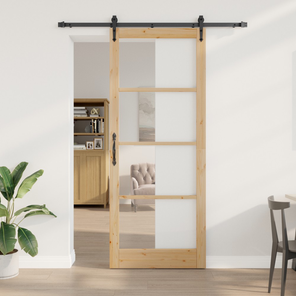 vidaXL Ușă glisantă Manual Maro 83 x 232 cm Lemn și metal