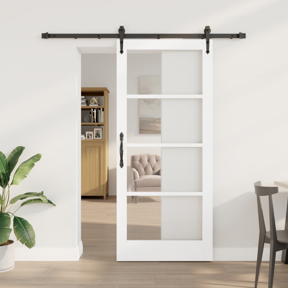 vidaXL Ușă glisantă Manual Alb 86 x 198.5 cm Lemn și metal