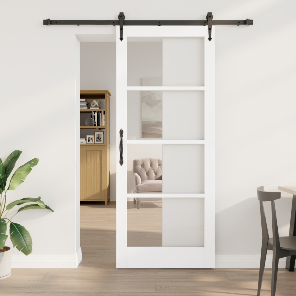 vidaXL Ușă glisantă Manual Alb 86 x 211 cm Lemn și metal