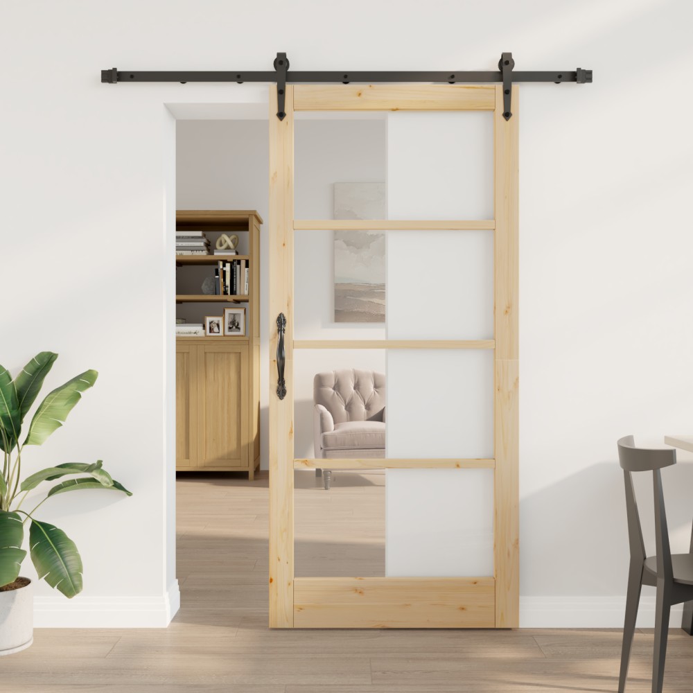 vidaXL Ușă glisantă Manual Maro 93 x 202 cm Lemn și metal