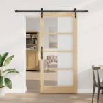 vidaXL Ușă glisantă Manual Maro 93 x 202 cm Lemn și metal