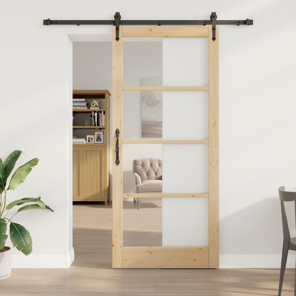 vidaXL Ușă glisantă Manual Maro 93 x 211 cm Lemn și metal