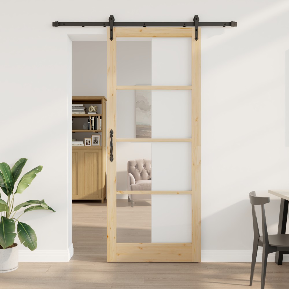 vidaXL Ușă glisantă Manual Maro 93 x 232 cm Lemn și metal