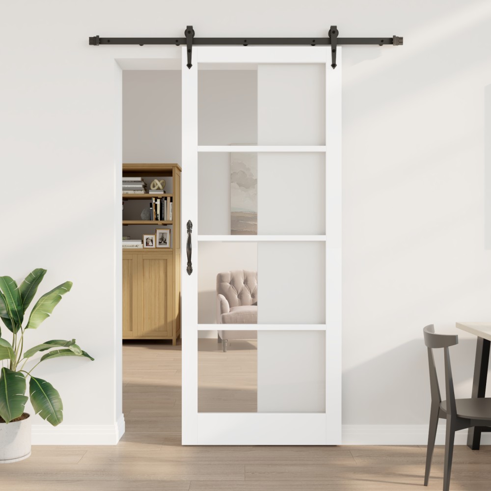 vidaXL Ușă glisantă Manual Alb 93 x 232 cm Lemn și metal