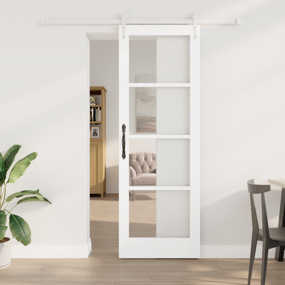 vidaXL Ușă glisantă Manual Alb 73.5 x 211 cm Lemn și metal