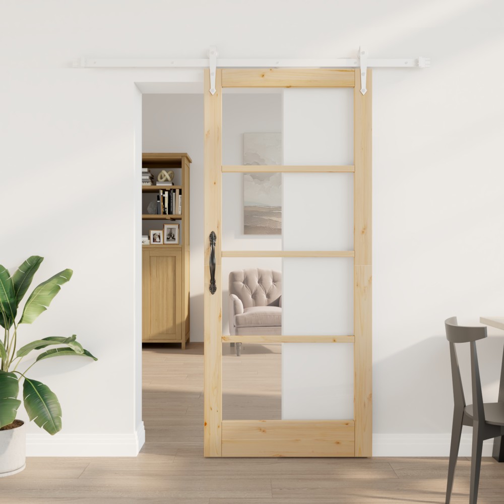 vidaXL Ușă glisantă Manual Maro 78 x 202 cm Lemn și metal
