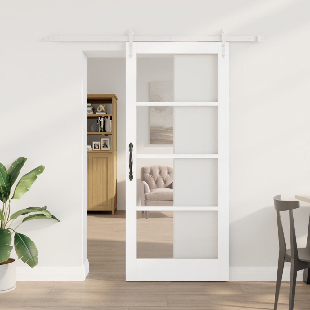 vidaXL Ușă glisantă Manual Alb 78 x 202 cm Lemn și metal