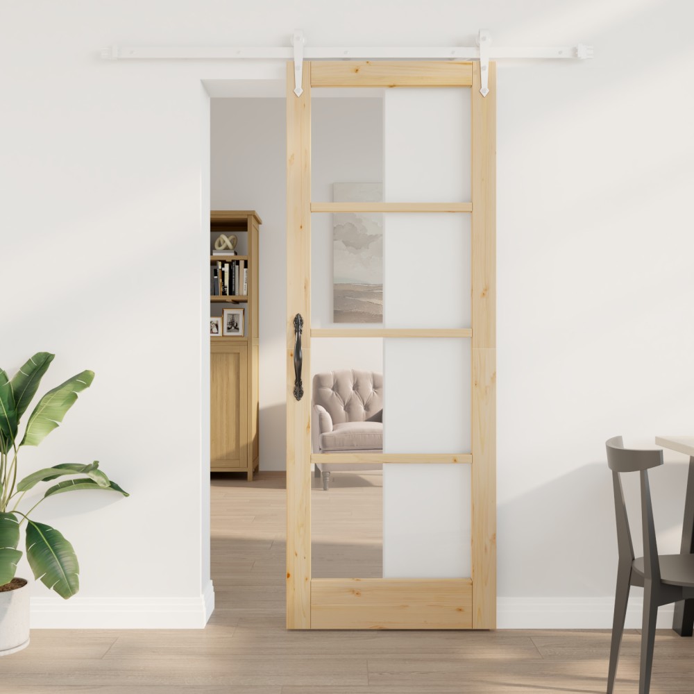 vidaXL Ușă glisantă Manual Maro 78 x 211 cm Lemn și metal