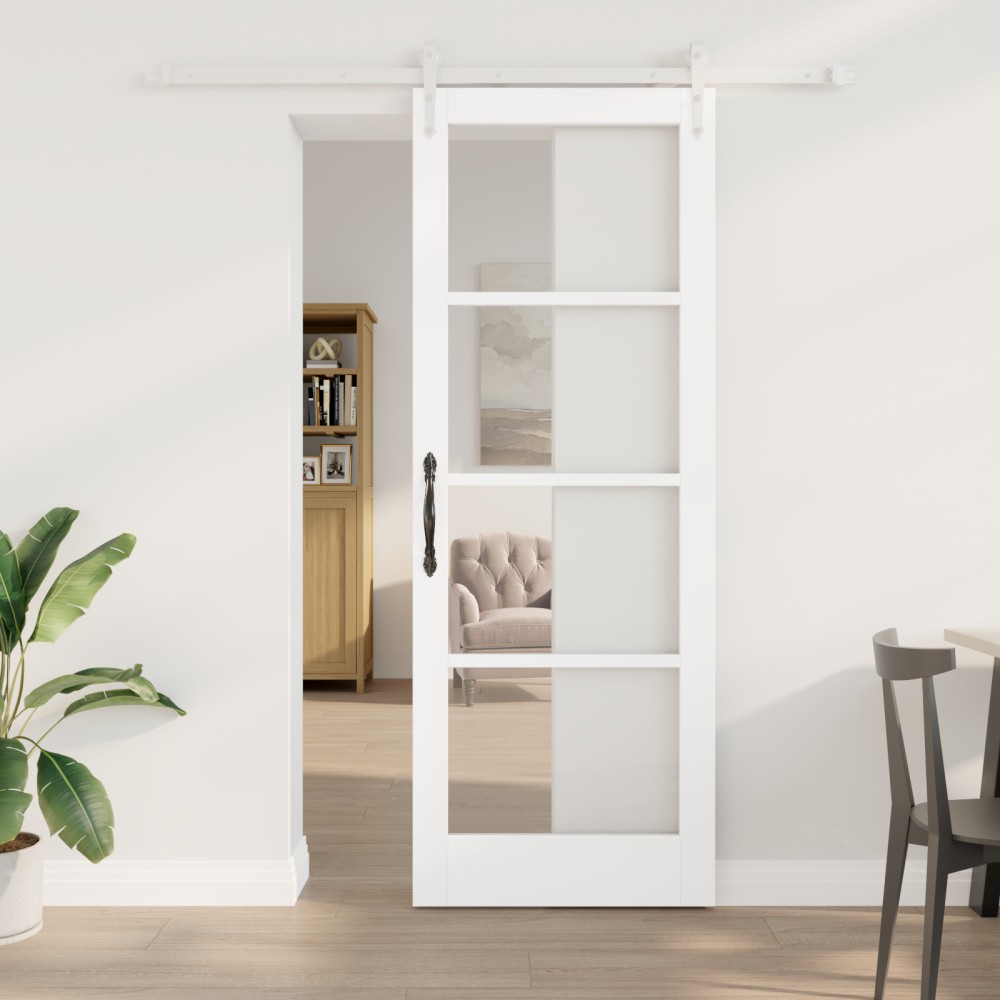 vidaXL Ușă glisantă Manual Alb 78 x 211 cm Lemn și metal