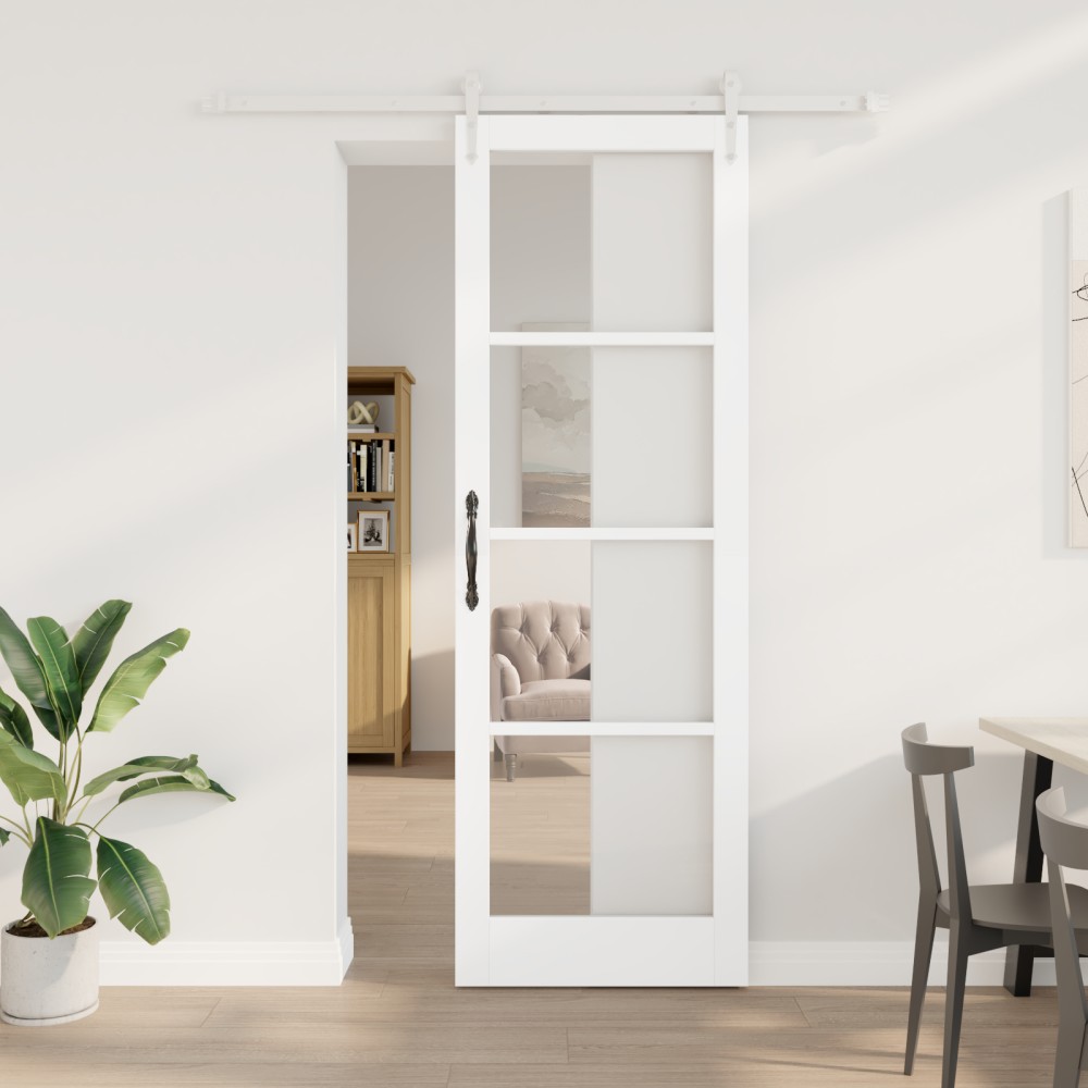 vidaXL Ușă glisantă Manual Alb 78 x 232 cm Lemn și metal
