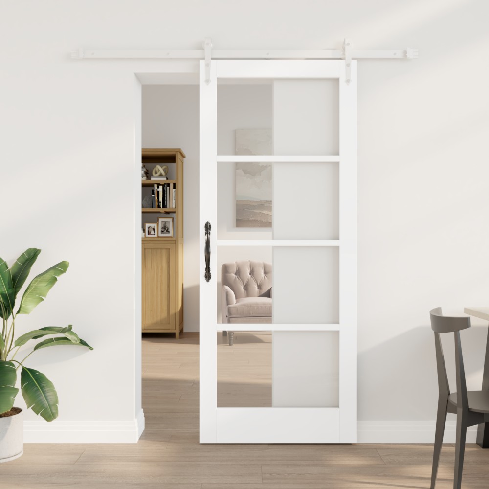 vidaXL Ușă glisantă Manual Alb 83 x 202 cm Lemn și metal