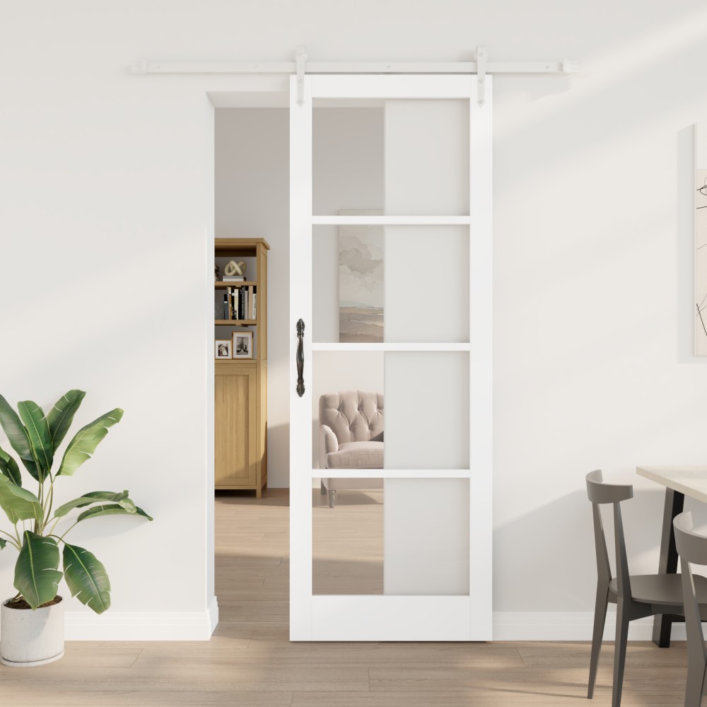 vidaXL Ușă glisantă Manual Alb 83 x 232 cm Lemn și metal