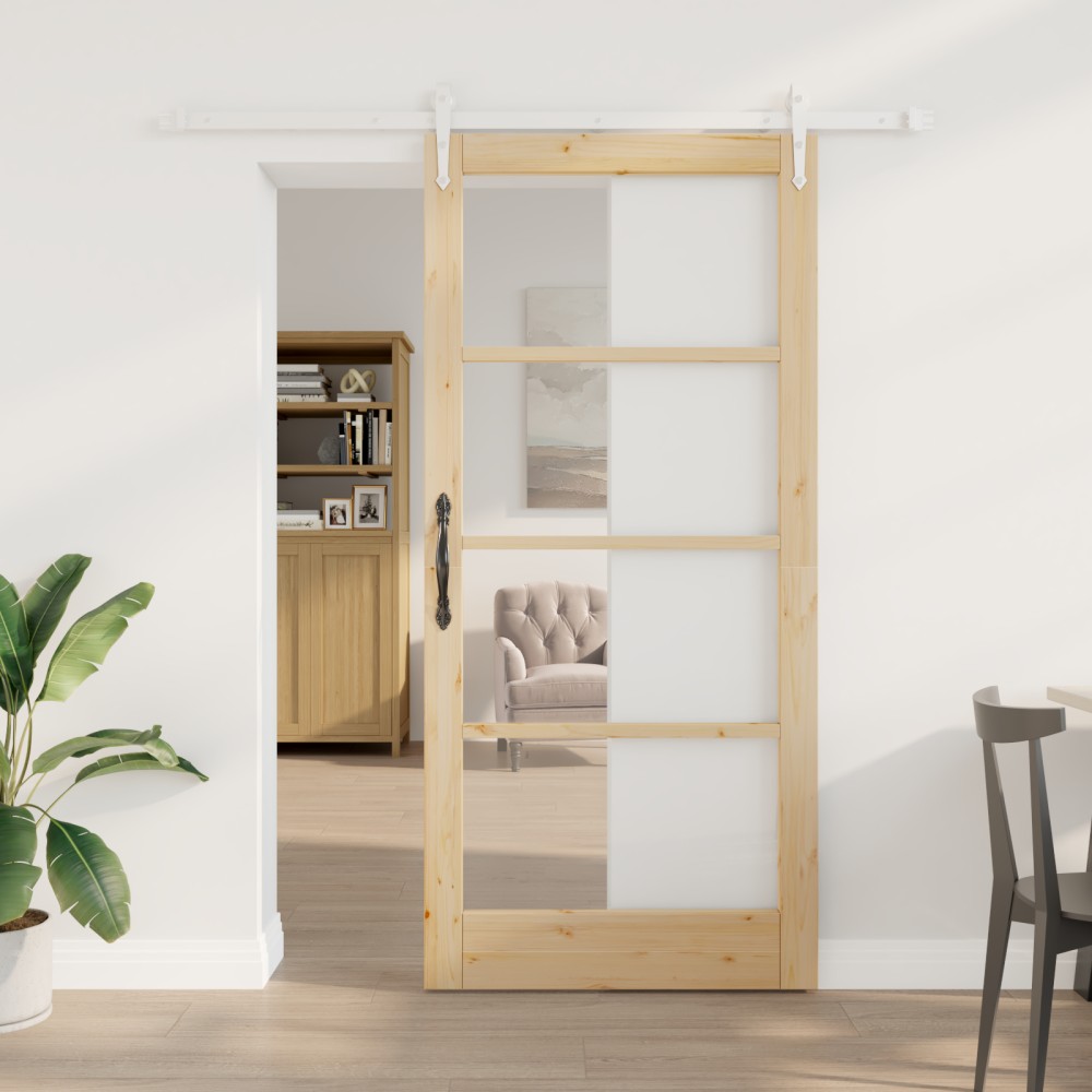 vidaXL Ușă glisantă Manual Maro 93 x 202 cm Lemn și metal