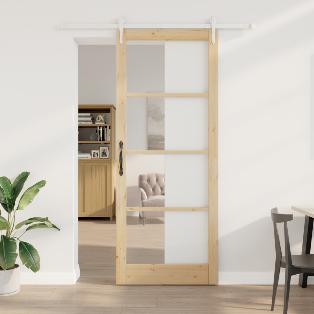 vidaXL Ușă glisantă Manual Maro 93 x 232 cm Lemn și metal