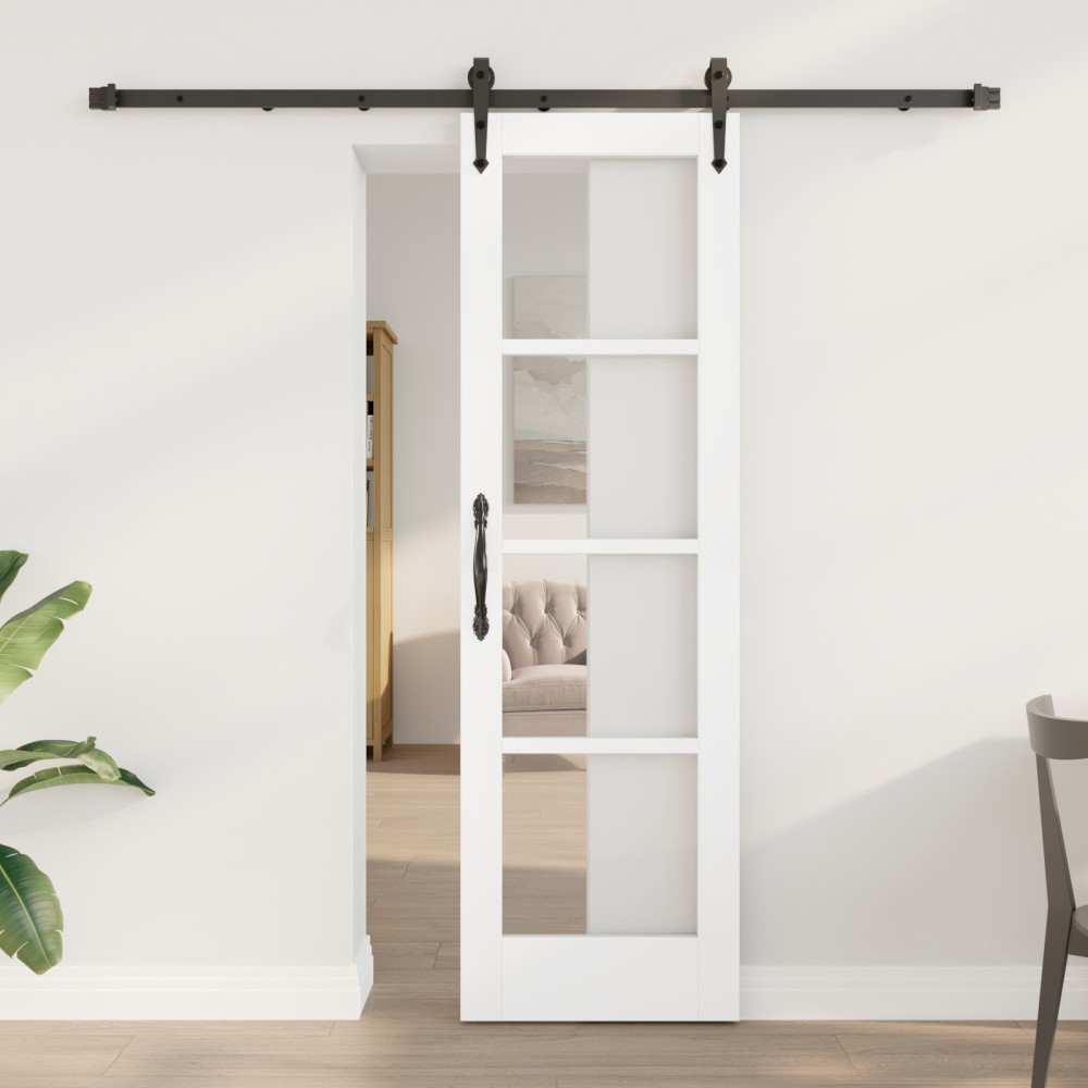 vidaXL Ușă glisantă Manual Alb 61 x 198.5 cm Lemn și metal