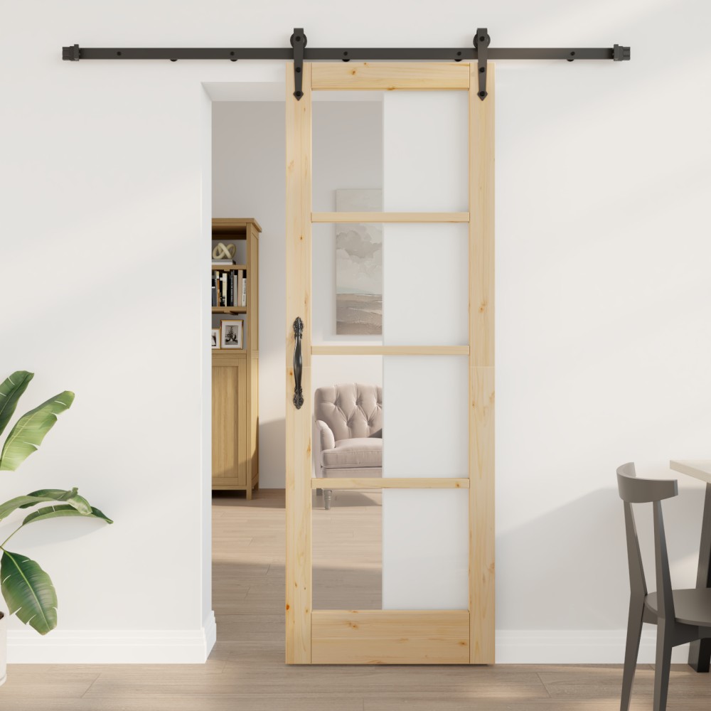 Set uși glisante vidaXL cu kit de montaj 73.5x211 cm Lemn solid de pin