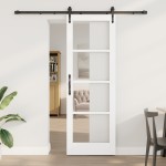 vidaXL Ușă glisantă Manual Alb 73.5 x 211 cm Lemn și metal vidaXL Ușă glisantă Manual Alb 73.5 x 211 cm Lemn și metal