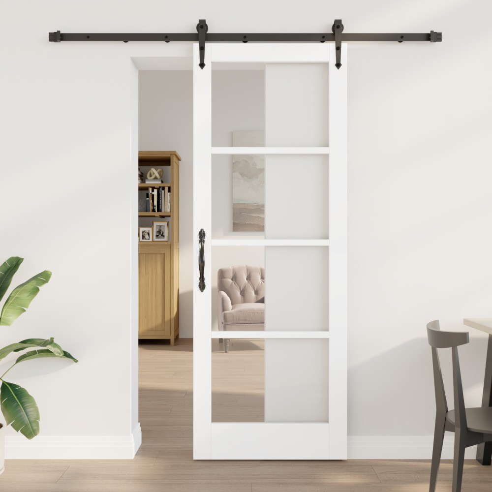 vidaXL Ușă glisantă Manual Alb 78 x 211 cm Lemn și metal