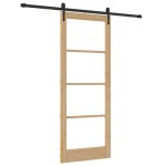 Set de ușă glisantă vidaXL cu fierărie 83x211 cm Lemn masiv Pin Set de ușă glisantă vidaXL cu fierărie 83x211 cm Lemn masiv Pin