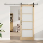 Set de ușă glisantă vidaXL cu fierărie 83x211 cm Lemn masiv Pin Set de ușă glisantă vidaXL cu fierărie 83x211 cm Lemn masiv Pin