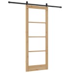 Set de ușă glisantă vidaXL cu fierărie 83x211 cm Lemn masiv Pin Set de ușă glisantă vidaXL cu fierărie 83x211 cm Lemn masiv Pin