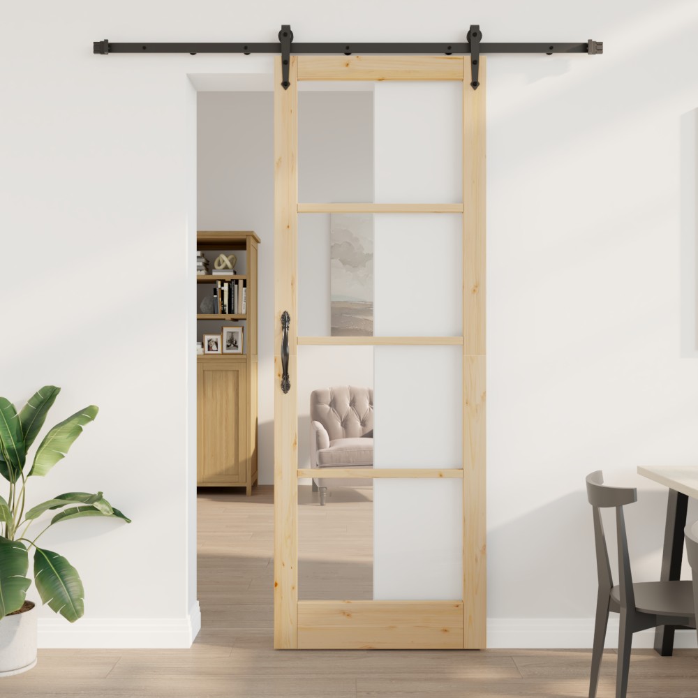 Set Ușă Glisantă vidaXL cu Set de Feronerie 83x232 cm Lemn Masiv de Pin