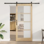 vidaXL Ușă glisantă Manual Maro 93 x 211 cm Lemn și metal