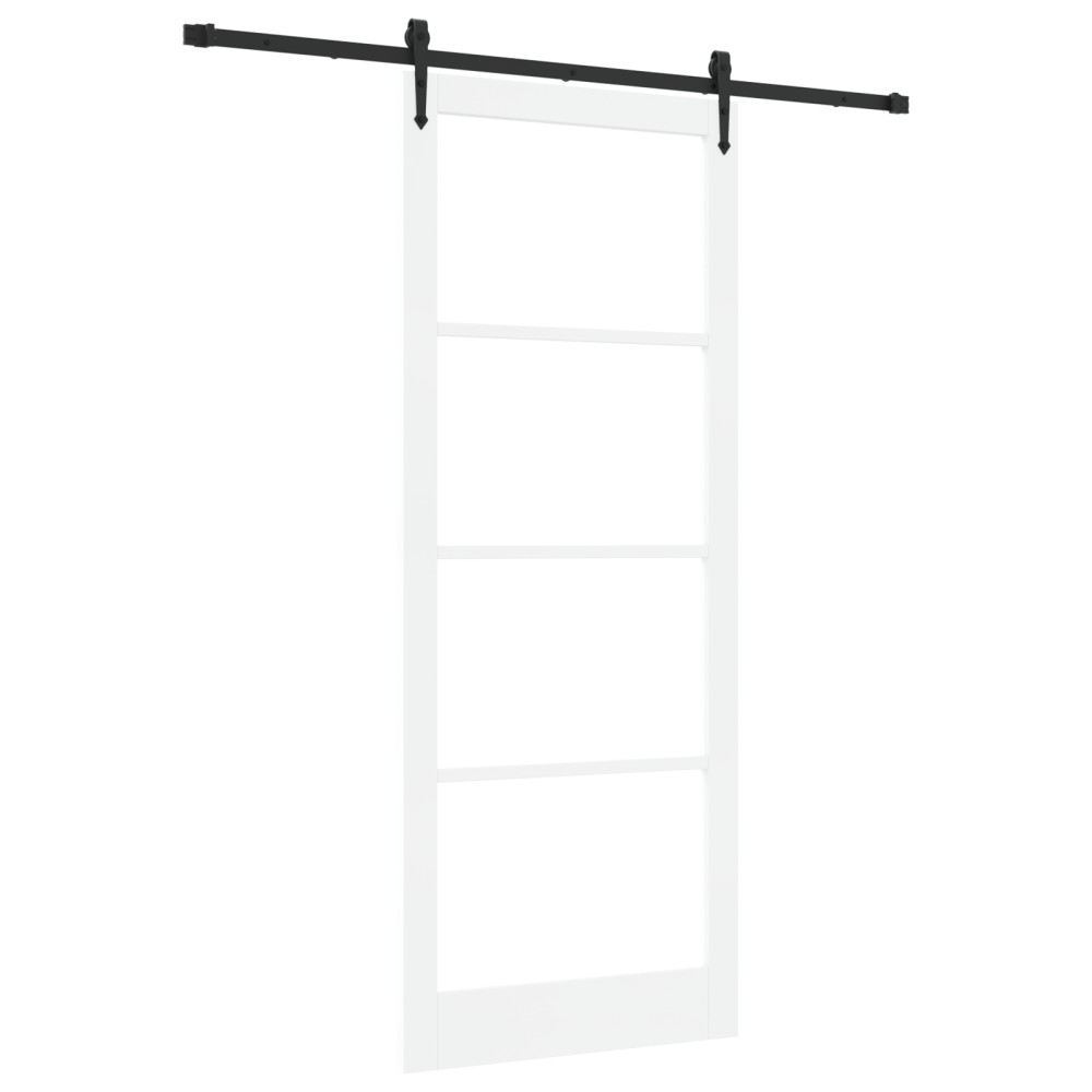 Set Ușă Glisantă vidaXL cu Accesorii Alb 93x232 cm Lemn Solid de Pin