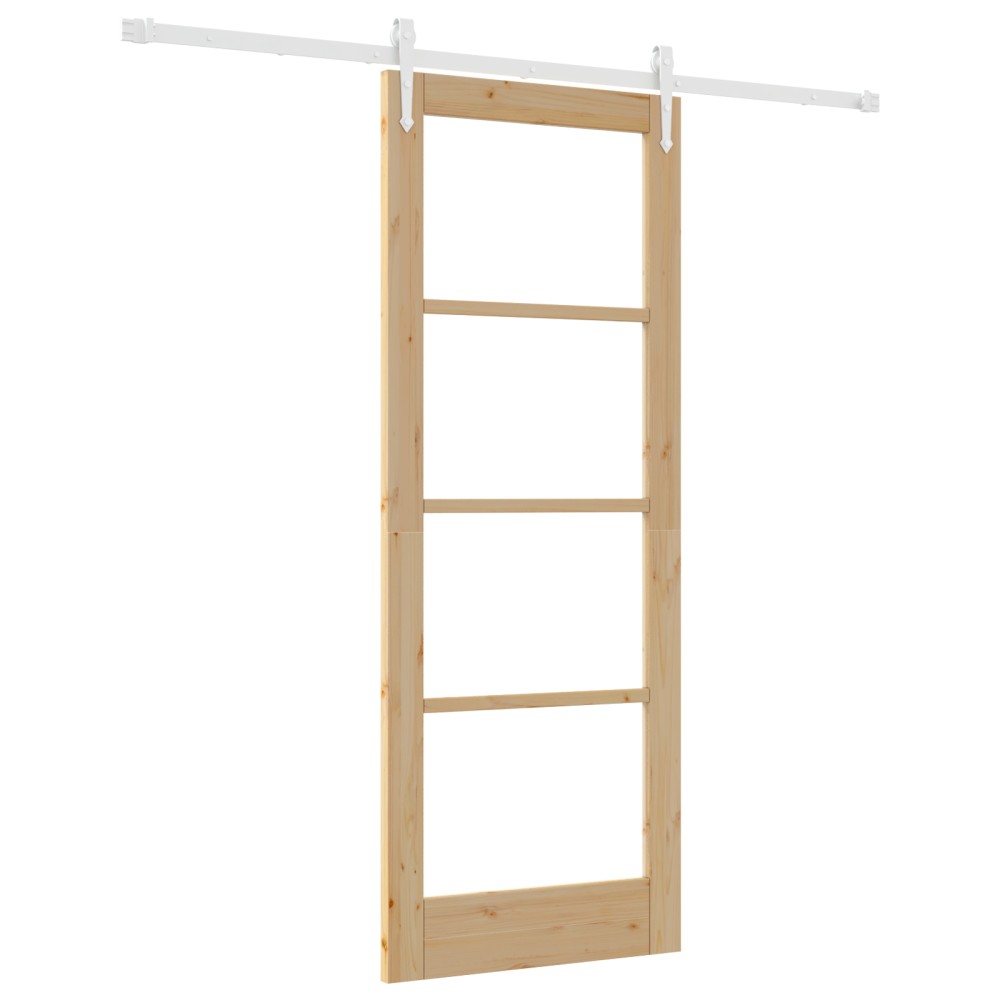 Set Ușă Glisantă vidaXL cu Accesorii 78x202 cm Lemn Masiv de Pin
