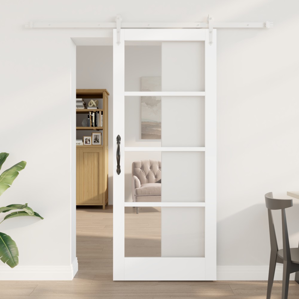 vidaXL Ușă glisantă Manual Alb 83 x 202 cm Lemn și metal