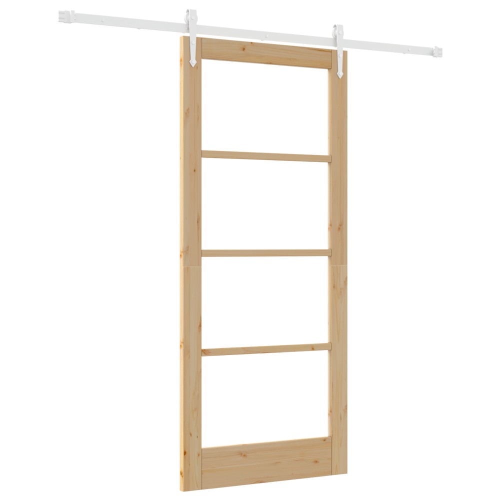 Set ușă glisantă vidaXL cu hardware 86x198.5 cm Lemn masiv din pin