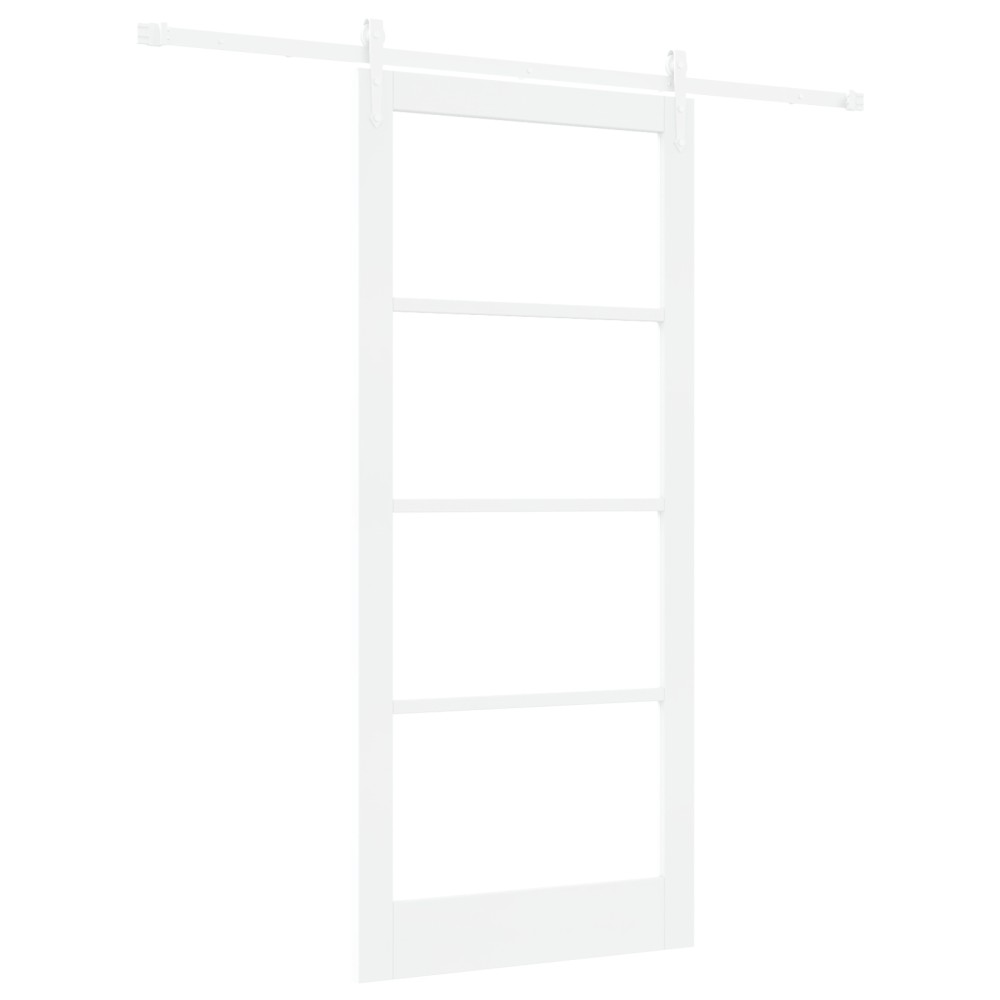 Set Ușă Glisantă vidaXL cu Fierărie Alb 93x211 cm Lemn Masiv Pin