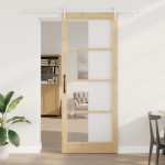 Set Ușă Glisantă vidaXL cu Kit de Feronerie 93x232 cm Lemn Masiv Pin