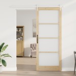Set Ușă Glisantă vidaXL cu Kit de Feronerie 93x232 cm Lemn Masiv Pin