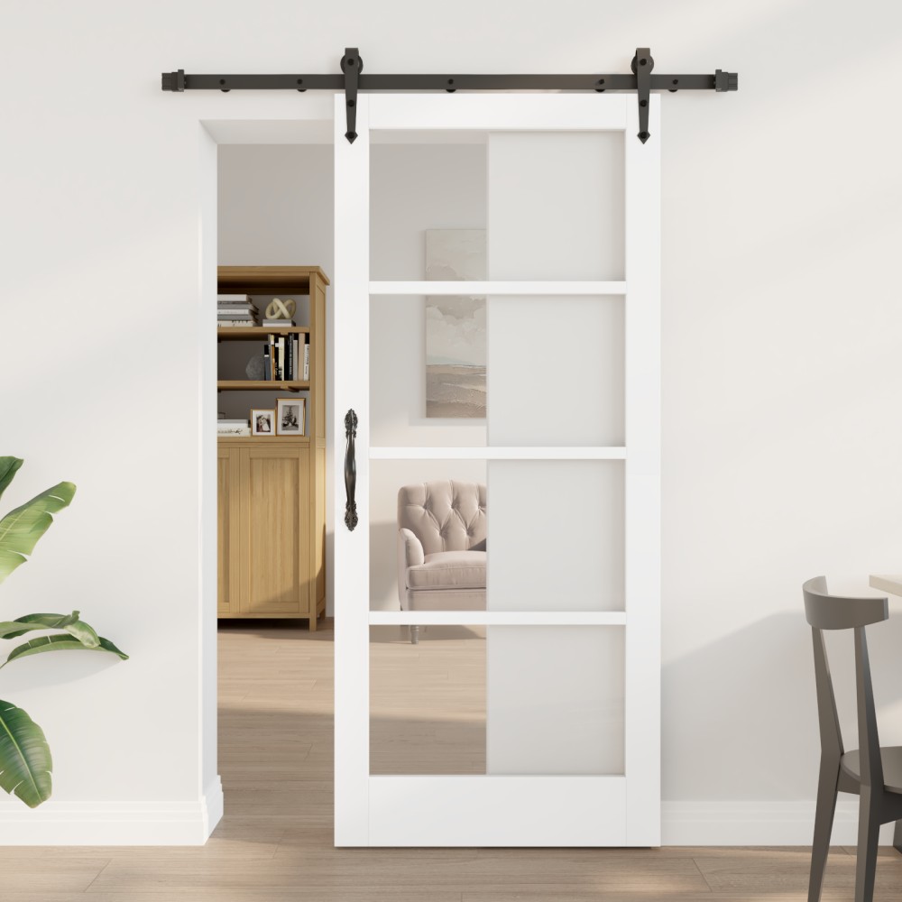 vidaXL Ușă glisantă Manual ORKDAL Alb 86 x 198.5 cm Lemn și metal